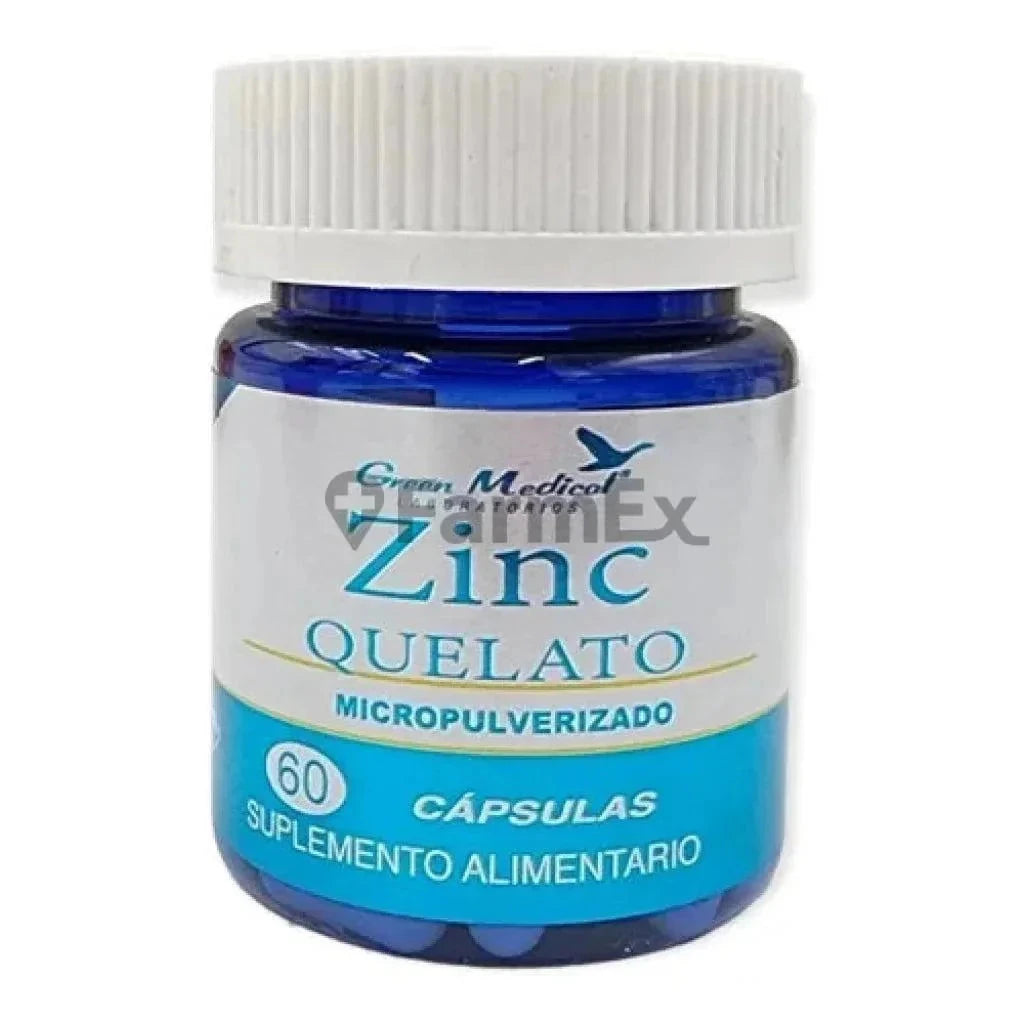 Zinc Quelato Micropulverizado x 60 cápsulas Farmex-Fonasa-Persistente